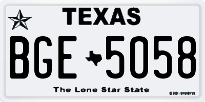 TX license plate BGE5058