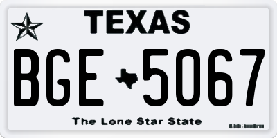 TX license plate BGE5067