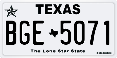 TX license plate BGE5071