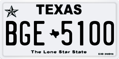 TX license plate BGE5100