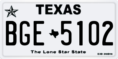 TX license plate BGE5102