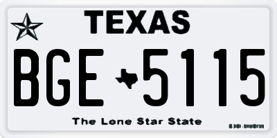 TX license plate BGE5115