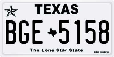 TX license plate BGE5158