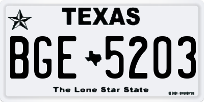 TX license plate BGE5203