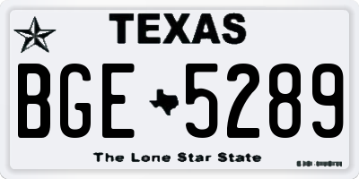 TX license plate BGE5289