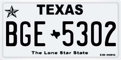 TX license plate BGE5302