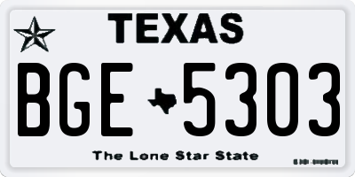 TX license plate BGE5303