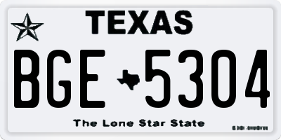 TX license plate BGE5304