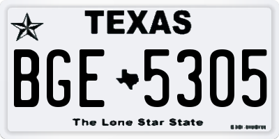 TX license plate BGE5305
