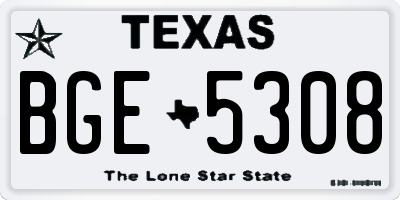 TX license plate BGE5308