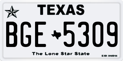 TX license plate BGE5309