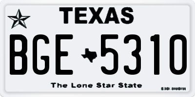 TX license plate BGE5310