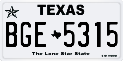 TX license plate BGE5315