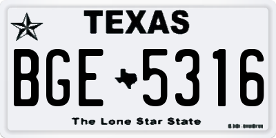 TX license plate BGE5316