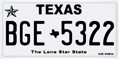 TX license plate BGE5322