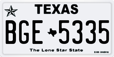 TX license plate BGE5335