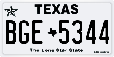 TX license plate BGE5344