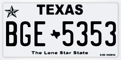 TX license plate BGE5353