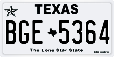TX license plate BGE5364