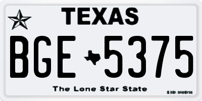 TX license plate BGE5375