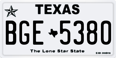TX license plate BGE5380