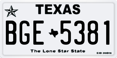TX license plate BGE5381