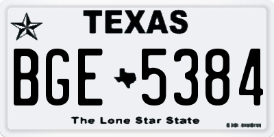 TX license plate BGE5384