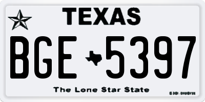 TX license plate BGE5397