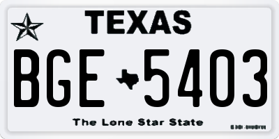 TX license plate BGE5403
