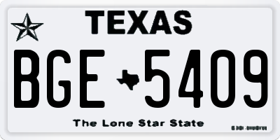 TX license plate BGE5409