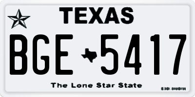 TX license plate BGE5417