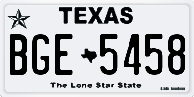 TX license plate BGE5458