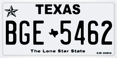 TX license plate BGE5462
