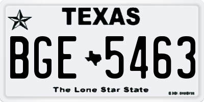 TX license plate BGE5463