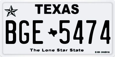 TX license plate BGE5474