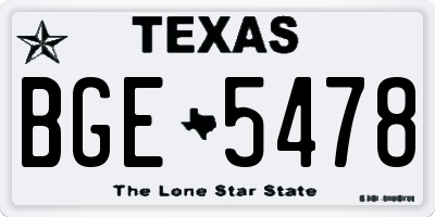 TX license plate BGE5478