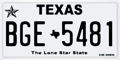 TX license plate BGE5481