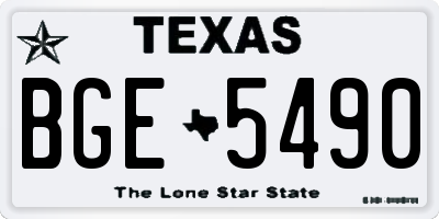 TX license plate BGE5490