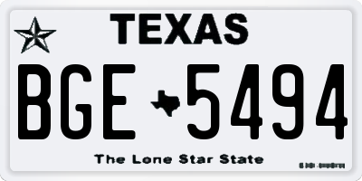TX license plate BGE5494