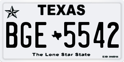 TX license plate BGE5542