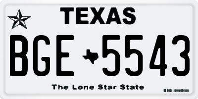 TX license plate BGE5543