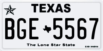 TX license plate BGE5567