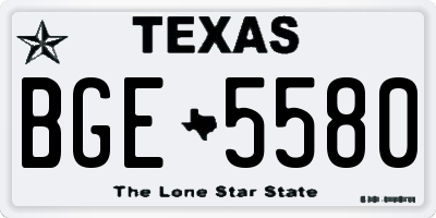 TX license plate BGE5580