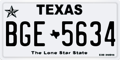 TX license plate BGE5634