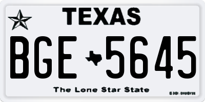 TX license plate BGE5645