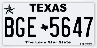 TX license plate BGE5647