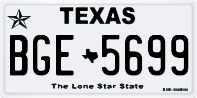 TX license plate BGE5699