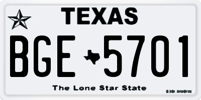 TX license plate BGE5701