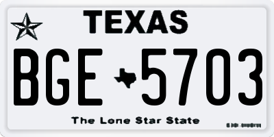 TX license plate BGE5703