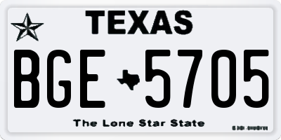TX license plate BGE5705